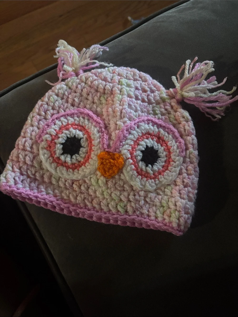 Kids Pink Owl Crochet Beanie with Tassels - Brand Unspecified